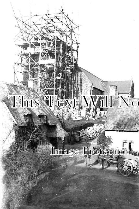 IO 434 - Godshill Church With Scaffolding, Restoration Of Tower, Isle Of Wight c1920