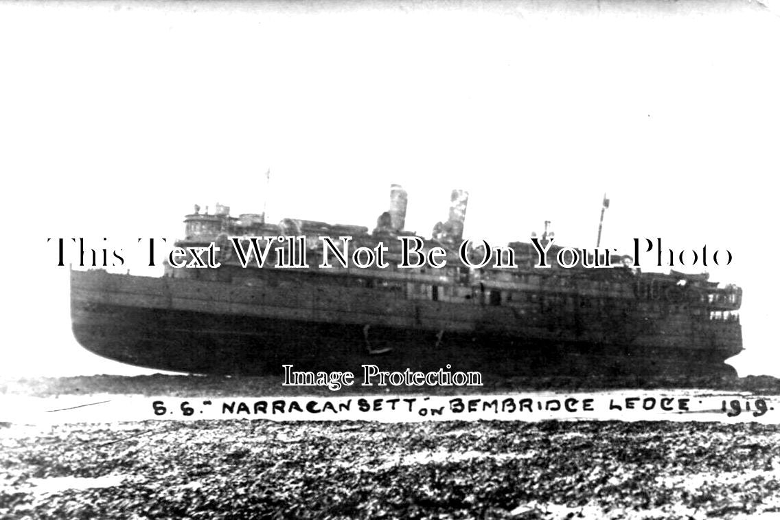 IO 823 - SS Narragansett Ashore At Bembridge, Isle Of Wight 1919