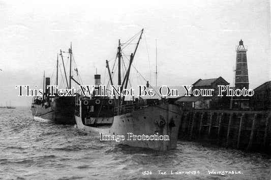 KE 123 - Lighthouse & Harbour, Tankerton, Whitstable, Kent c1934