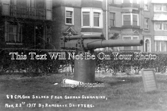 KE 1421 - German Submarine Gun, Ramsgate, Drifters Nelson's Crescent, Kent WW1