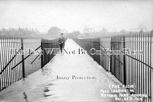 KE 1491 - Flooded Path To Victoria Park, Ashford, Kent 1909