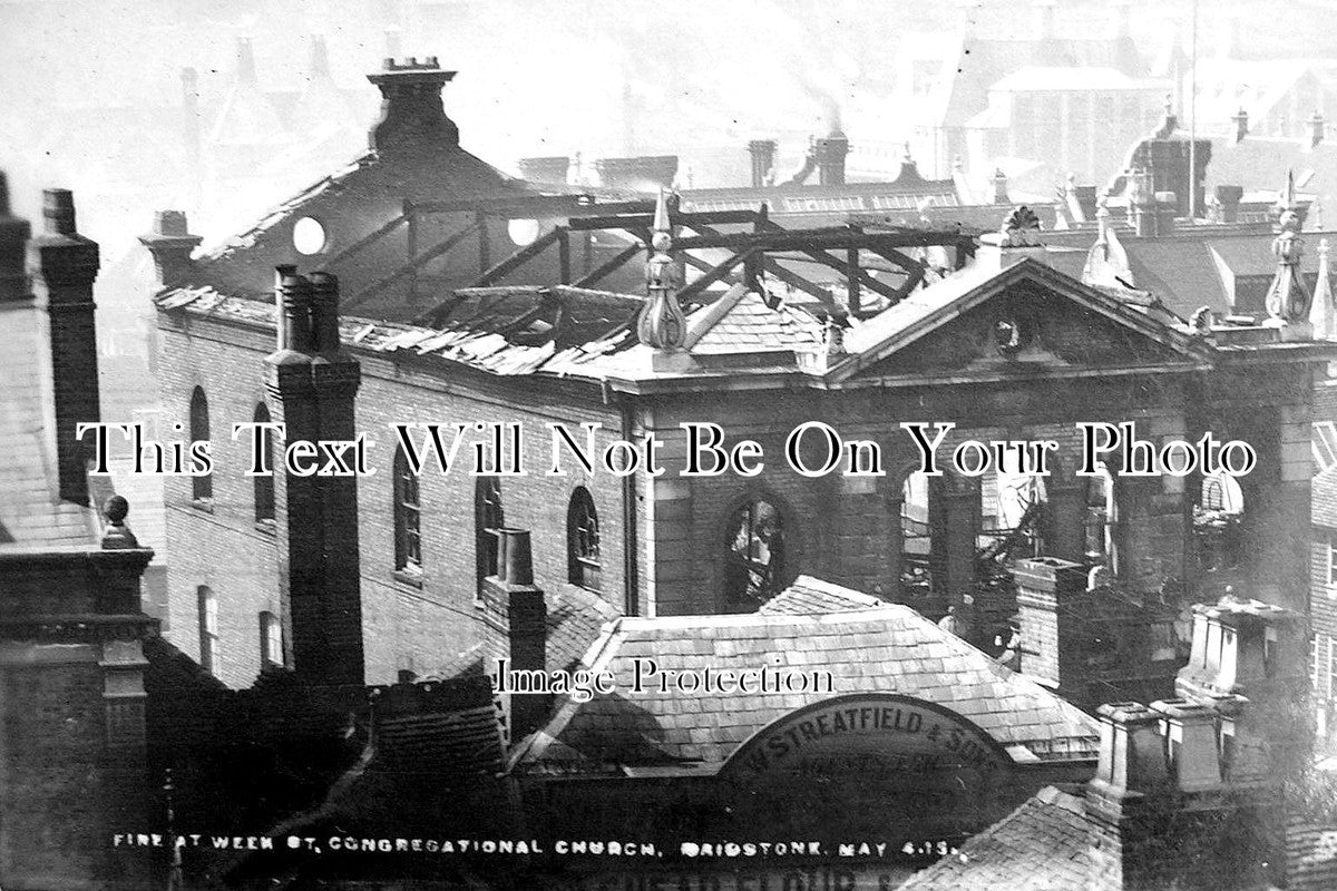 KE 1719 - Fire At Week Street Congregational Church, Maidstone, Kent c1915
