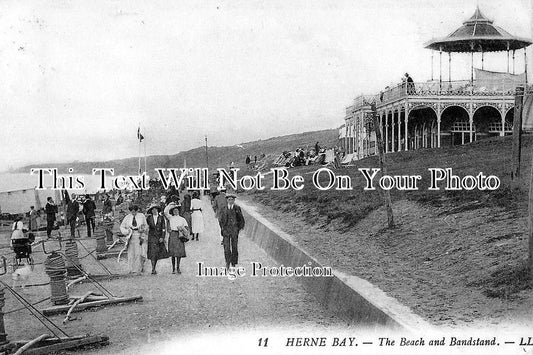 KE 200 - Beach & Bandstand, Herne Bay, Kent c1914
