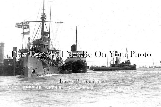 KE 2063 - HMS Sappho After Collision, Dover, Kent 1909