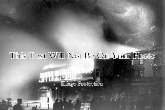 KE 2615 - Theatre, Shops & Mazzolenis Cafe Fire, Herne Bay Pier, Kent 1928