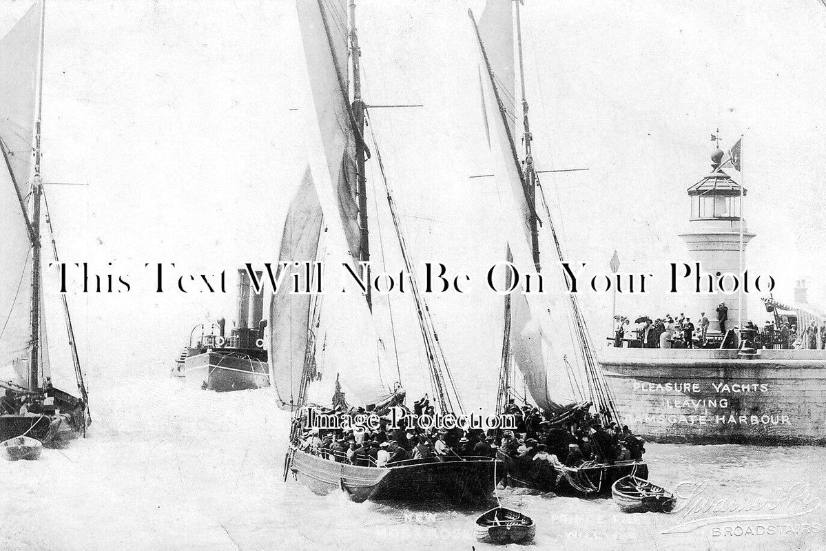 KE 3336 - Pleasure Yachts Leaving Ramsgate Harbour, Kent c1904