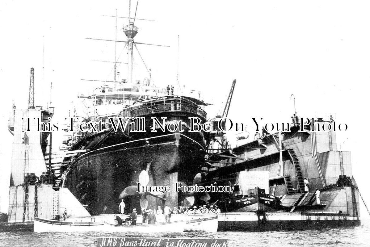 KE 3833 - HMS Sans Pareil Battleship, Floating Dock, Sheerness, Kent 1904
