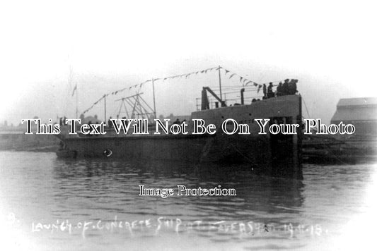 KE 4437 - Launch Of Concrete Ship, Faversham, Kent 1918