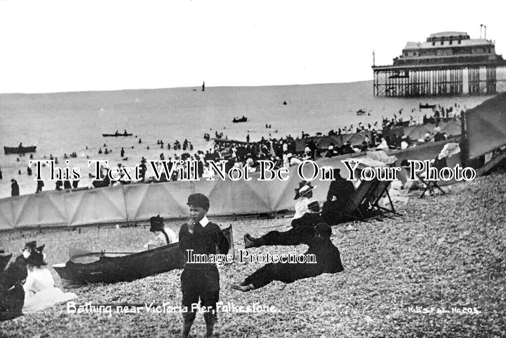 KE 5014 - Bathing Near Victoria Pier, Folkestone, Kent