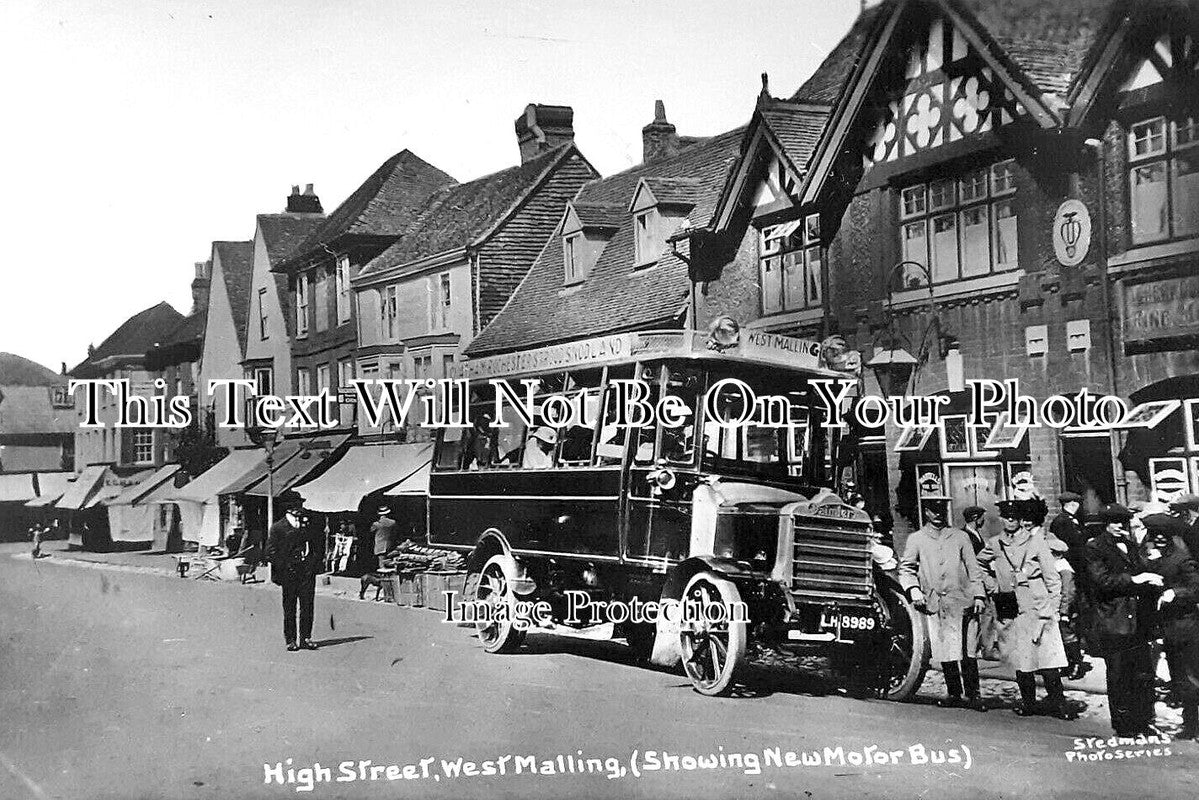 KE 5042 - High Street & Motor Bus, West Malling, Kent