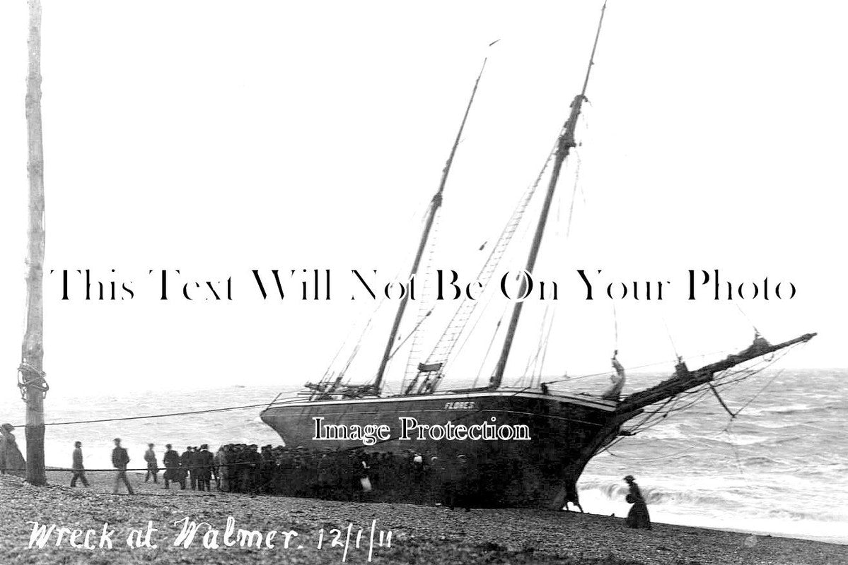 KE 5341 - Shipwreck At Walmer, Ship Flores, Walmer, Kent 1911