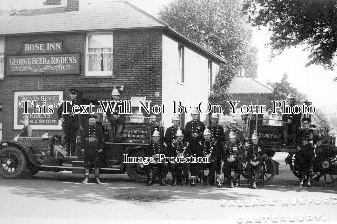 KE 5847 - The Rose Inn Pub, Sturry & District Fire Engine Brigade, Ken ...