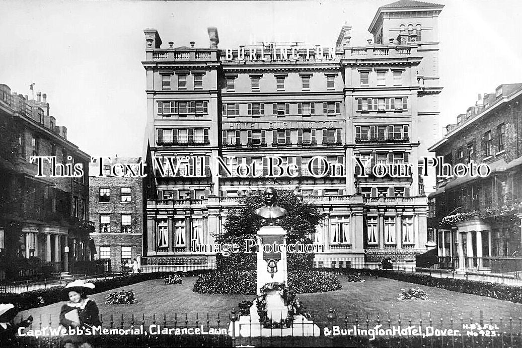 KE 5859 - Captain Webbs Memorial, Clarence Lawn & Burlington Hotel, Dover