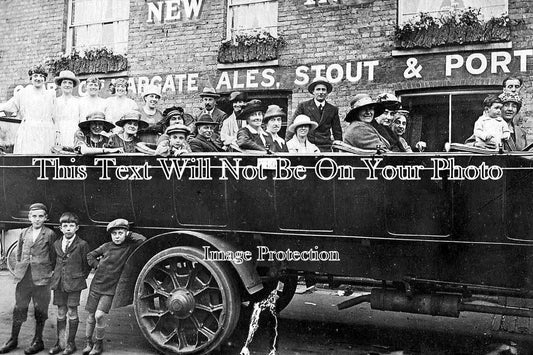 KE 6137 - Charabanc Trip From The New Inn Pub, Minster, Kent c1923