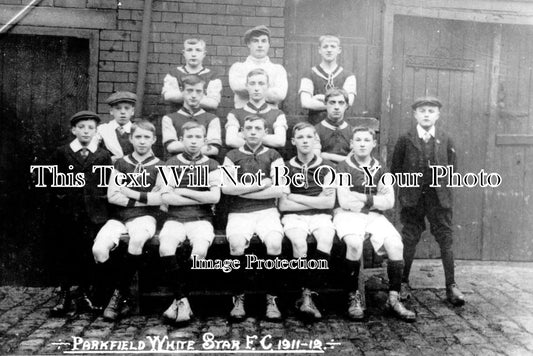 LA 1090 - Parkfield White Star Football Team, Nelson, Lancashire 1911-12