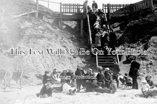 LA 1628 - Climbing The Steps, Bispham Beach, Blackpool, Lancashire c1914