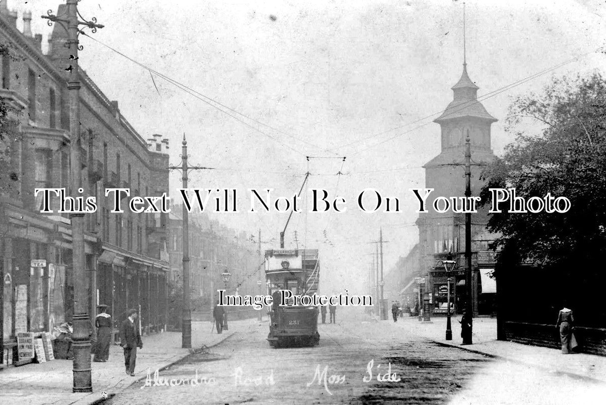 LA 1643 - Tram On Alexandria Road, Moss Side, Manchester, Lancashire c1906