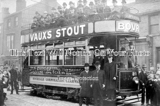 LA 1664 - The First Electric Tram, Rochdale, Lancashire 1905