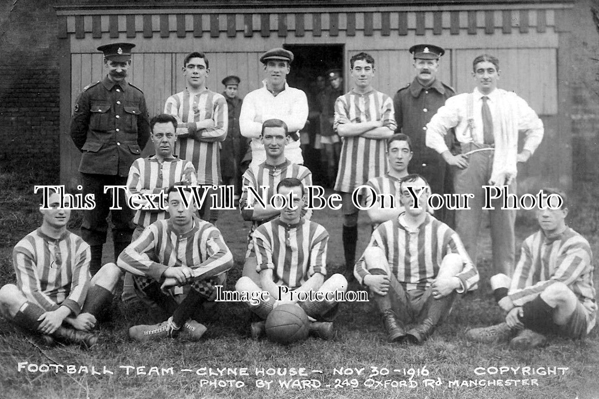 LA 1704 - Clyne House Military Hospital Football Team, Manchester, Lancashire 1916 WW1