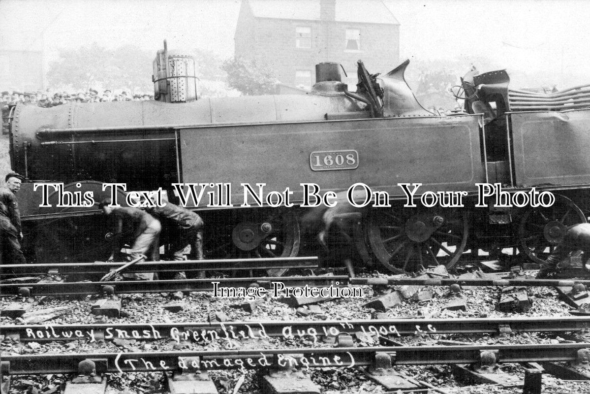 LA 1728 - Railway Smash, Greenfield, Lancashire c1909