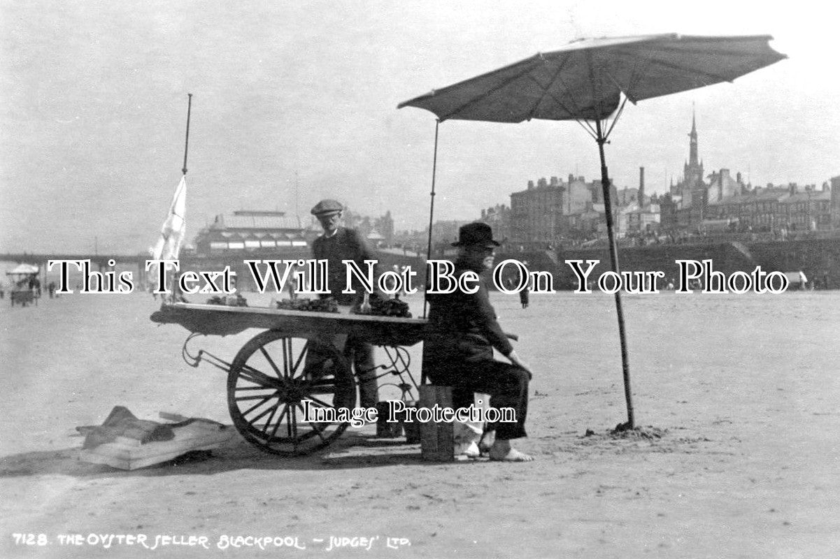 LA 1754 - The Oyster Seller, Blackpool Beach, Lancashire c1923