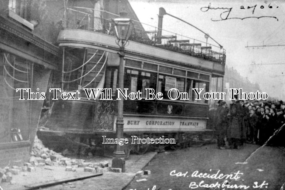 LA 1792 - Tram Car Accident, Blackburn Street, Radcliffe, Lancashire 1906