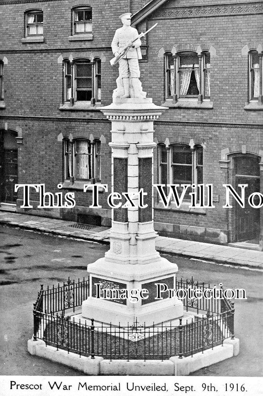 LA 1881 - Prescot War Memorial, Unveiled Sept 9 1916, Lancashire