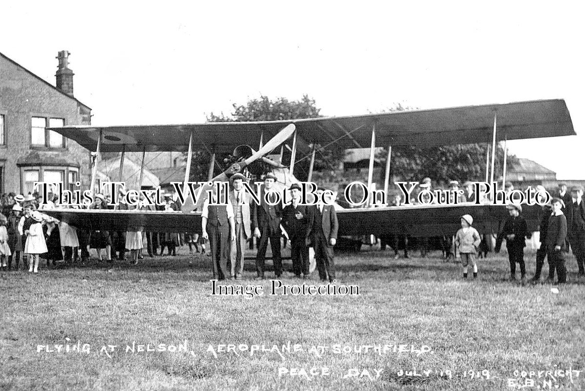 LA 2278 - Flying At Nelson, Aeroplane At Southfield, Peace Day July 1919 Lancashire