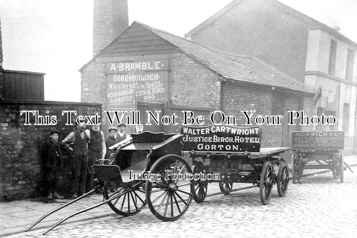 LA 2338 - Gorton Cart At Brambles, Unwin Street, Salford, Manchester, Lancashire c1910