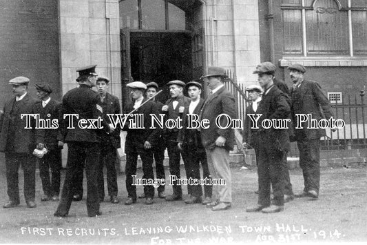 LA 2390 - First Recruits Leaving Walkden Town Hall For The War, Lancashire 1914