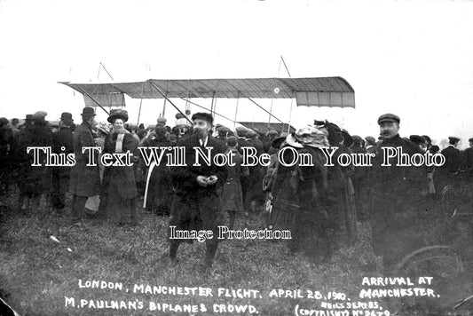 LA 2918 - M Paulhans Biplane From London, Manchester, Lancashire 1910