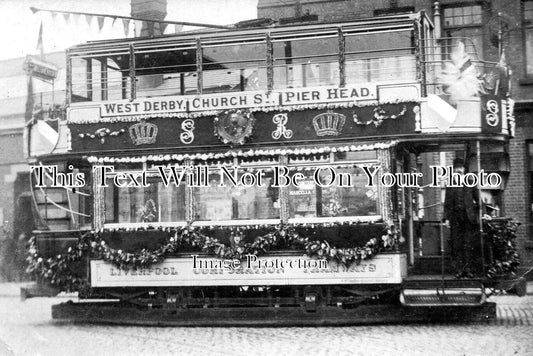 LA 3427 - Liverpool Tram 544 Decorated For Royal Visit, Lancashire 1913