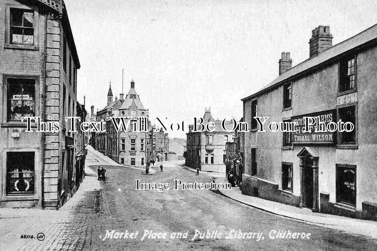 LA 360 - Market Place & Public Library, Clithero, Lancashire c1910