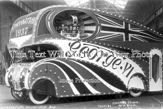 LA 3734 - Illuminated Bus For 1937 Coronation, Manchester, Lancashire