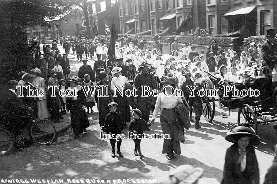 LA 454 - Wesleyan Rose Queen Procession, Aintree, Liverpool, Lancashire c1910