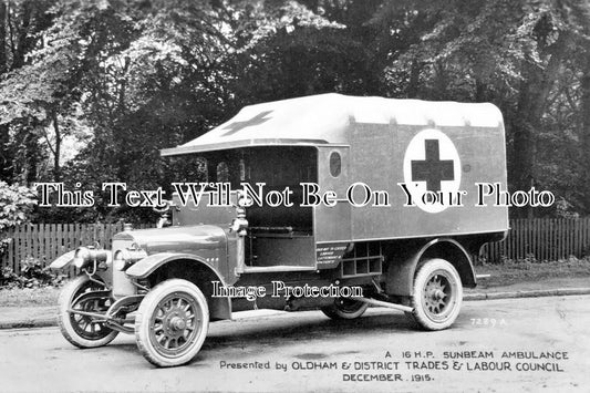 LA 5206 - Sunbeam Red Cross Ambulance, Oldham & District 1915 WW1