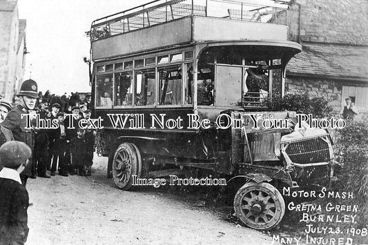 LA 5432 - Motor Bus Smash, Gretna Green, Burnley, Lancashire 1908