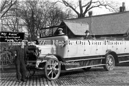 LA 606 - Nelson Bradley Fold Garage May Queen Charabanc Lancashire c1915