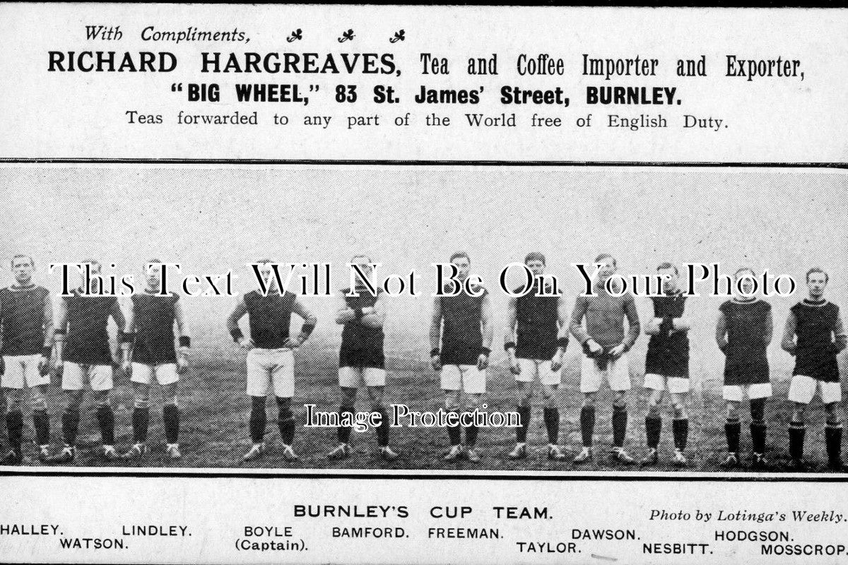 LA 62 - Burnley Football Cup Team, Lancashire 1910