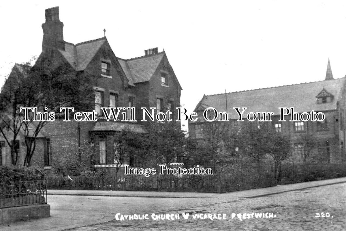 LA 6287 - Catholic Church & Vicarage, Prestwich, Manchester c1918