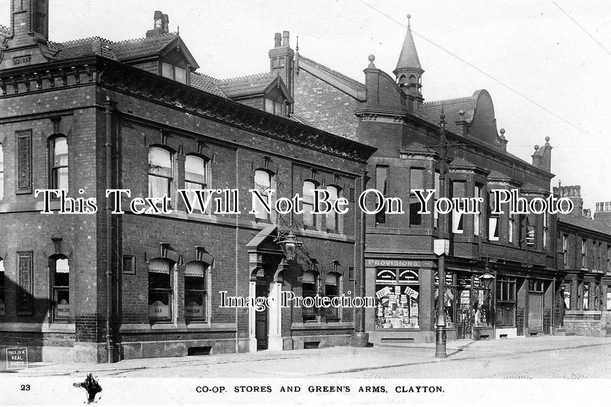 LA 635 - Co-Op Stores & Green Arms Pub, Clayton, Manchester, Lancashire c1915