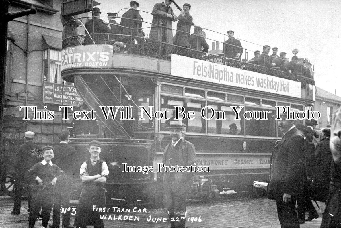 LA 6520 - First Tram Car At Walkden, Lancashire 1906