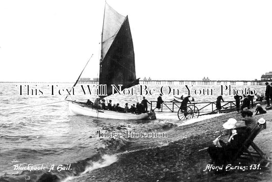 LA 6527 - Sailing Boat At Blackpool, Lancashire c1921