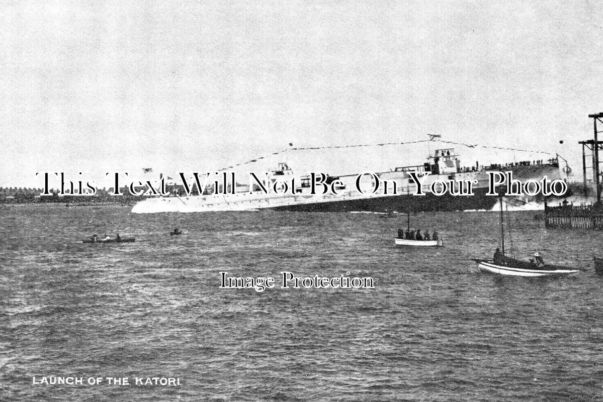 LA 6849 - Launch Of The Katori, HIJMS, Barrow, Lancashire 1905