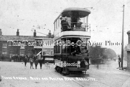 LA 695 - Three Arrows, Bury & Bolton Road Trams, Radcliffe, Lancashire c1909