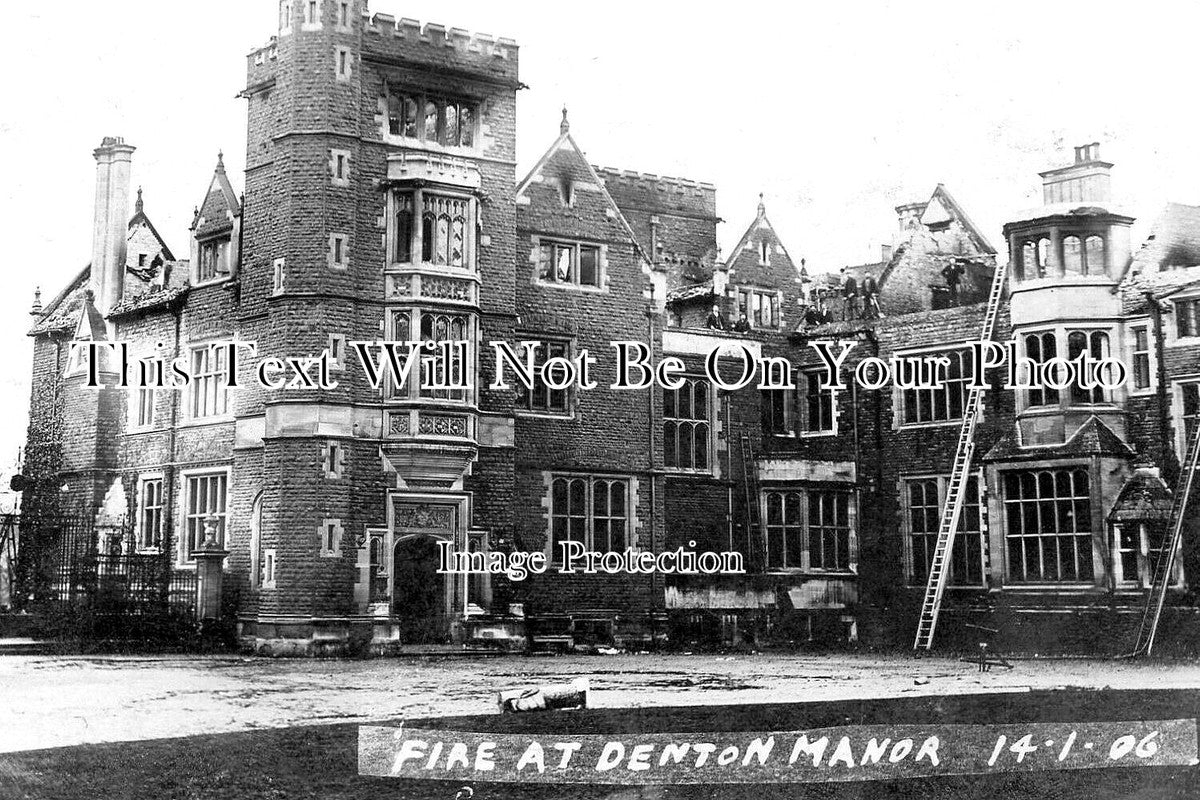 LA 7051 - Fire At Denton Manor, Lancashire 1906