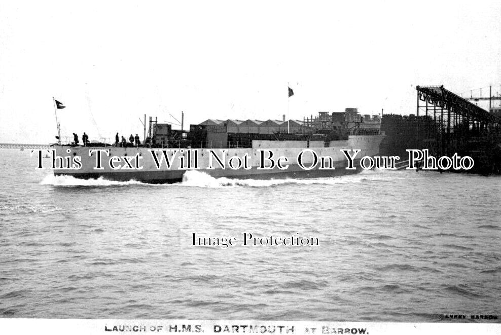 LA 7129 - Launch Of HMS Dartmouth At Barrow, Lancashire c1911