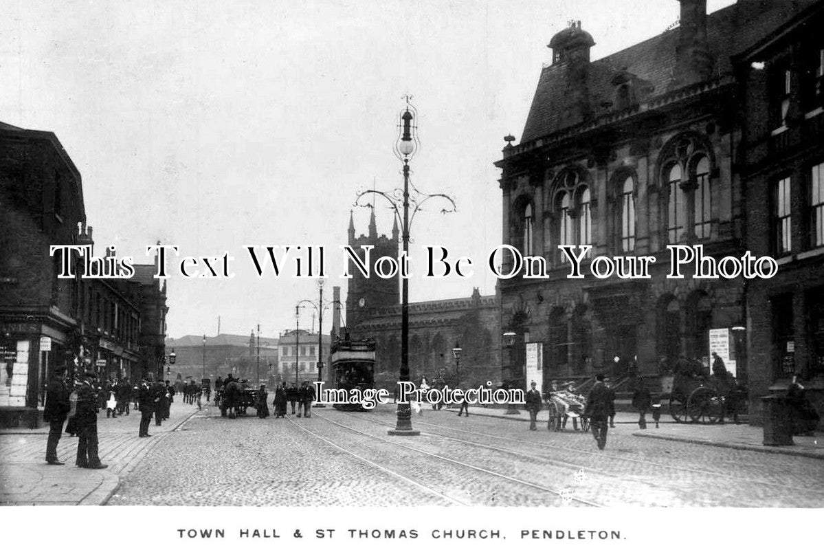 LA 7142 - Town Hall & St Thomas Church, Pendleton, Lancashire