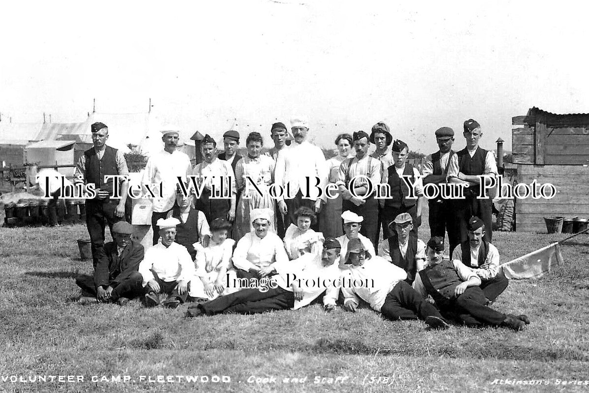 LA 7279 - Cook Staff, Volunteer Camp, Fleetwood, Lancashire 1906