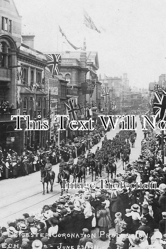 LC 176 - Leicester Coronation Procession, London Road, Leicestershire 1911